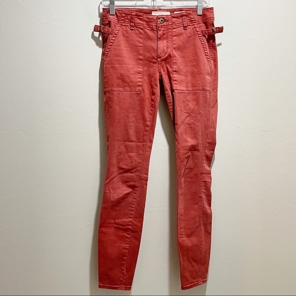 HEI HEI ANTHROPOLOGIE Women’s Red SLIM UTILITY CARGO PANTS 29” Inseam Size 25 - Picture 2 of 10